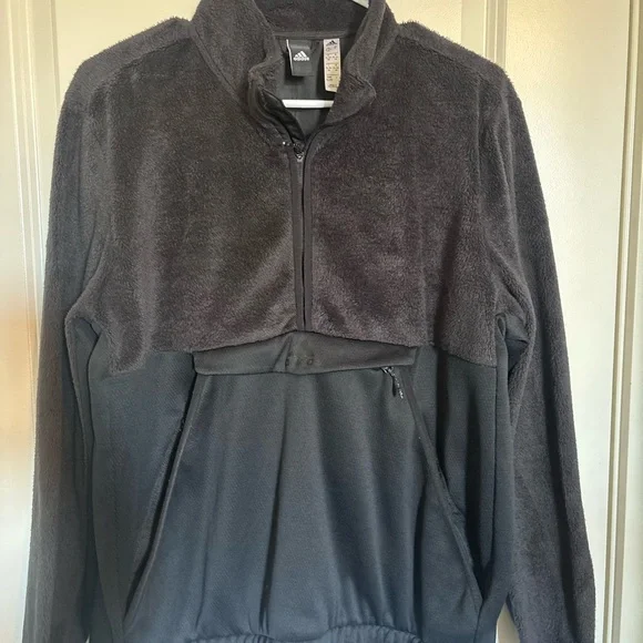 Adidas Team Issue Half Zip Black Fleece Jacket size XL women’s - Picture 2 of 5
